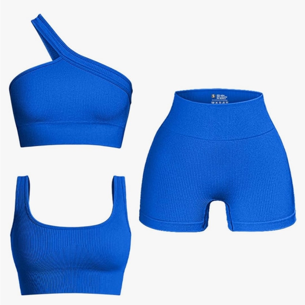 Blue One-Shoulder Top and Shorts Set